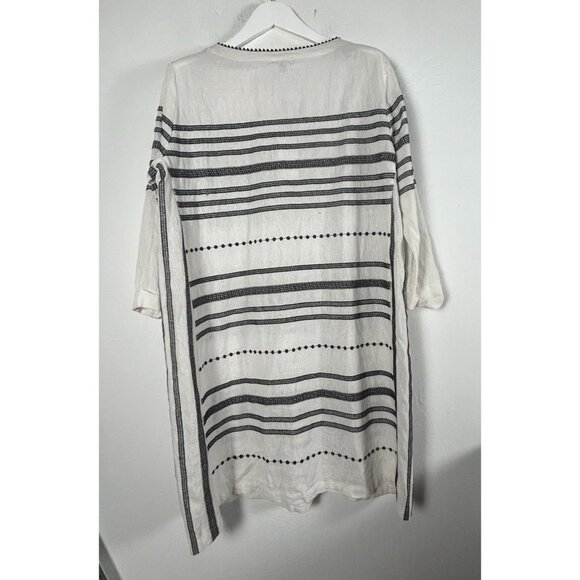 For Cynthia Womens Embroidered Linen Blend 3/4 Sleeve Shift Dress Large New $120 - Picture 2 of 10